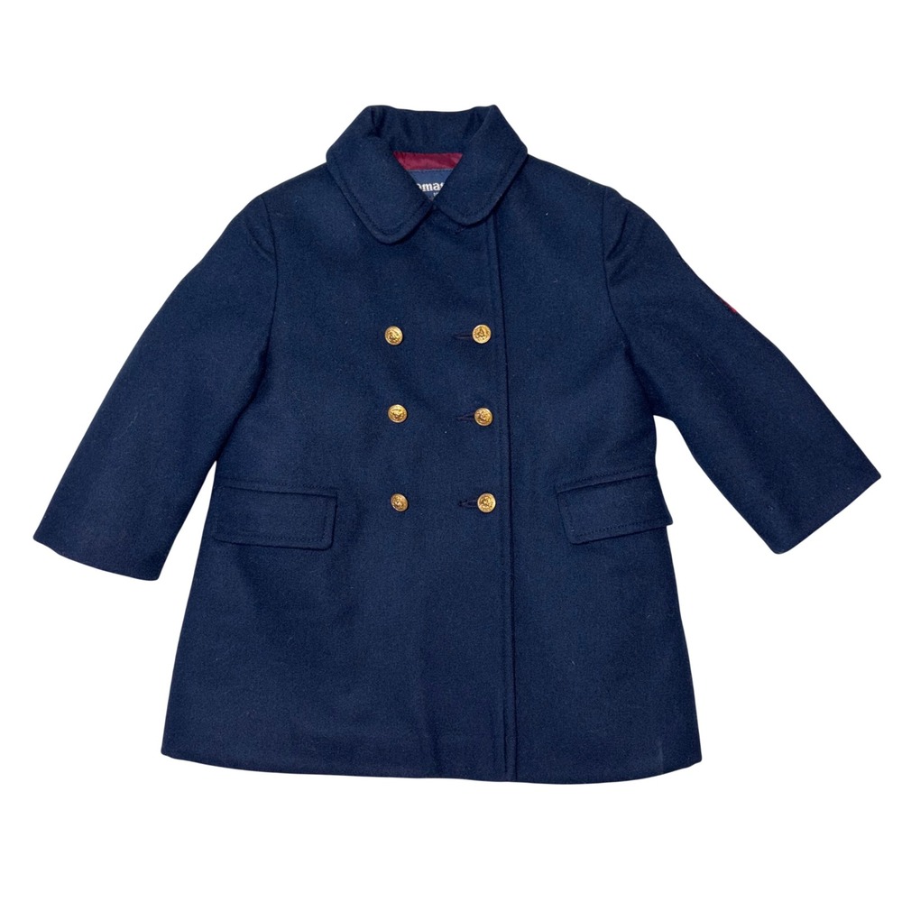 Vintage Soman New York Navy Blue Double Breasted Pea Coat Kids‎ Boy Size 4